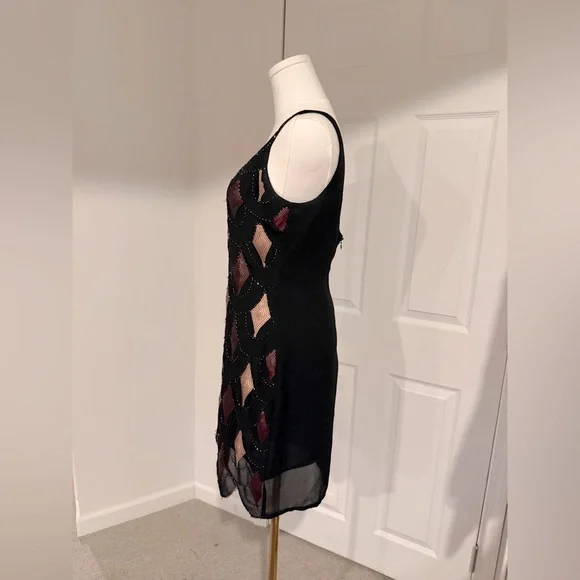 Vintage 1960s Hand-Beaded Sequined Shift Dress - Size S - Picture 2 of 12